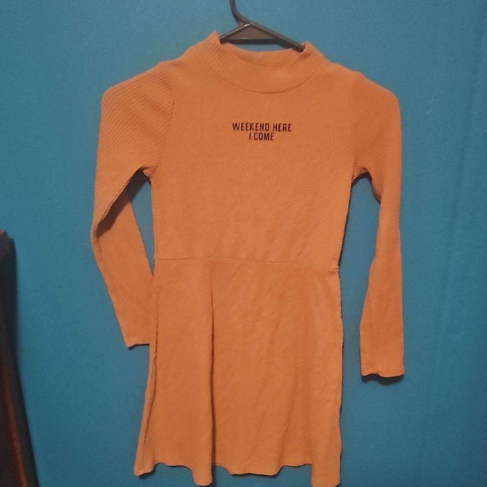 btween Tan Long-Sleeve Casual Knit Dress